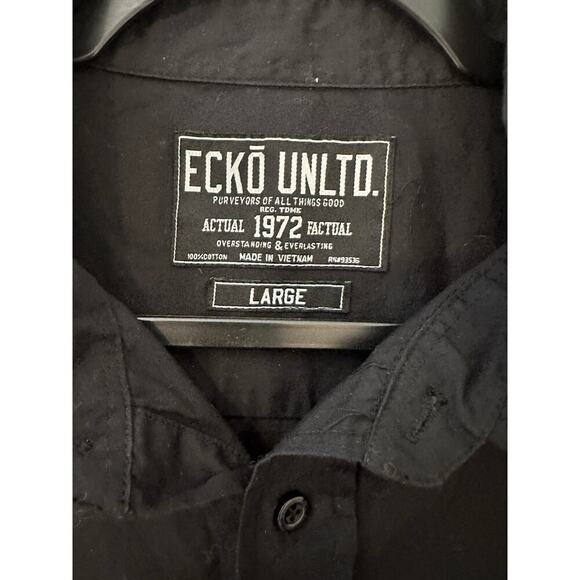 Eckō Unltd. Black Button Down Men’s Short Sleeve Graphic Shirt Size L - Picture 3 of 10